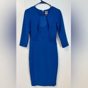 Anne Klein Royal Blue Long Sleeve Sheath Dress